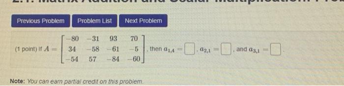 Solved Previous Problem Problem List Next Problem (1 point) | Chegg.com