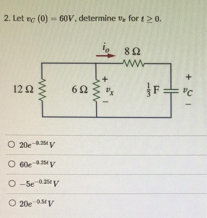 Solved 2 Let Uc 0 60v Determine V For T 0 8 W W Chegg Com