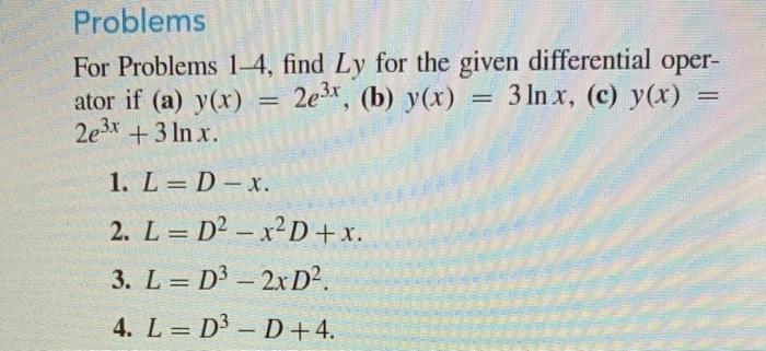 Solved Problems For Problems 1-4, find Ly for the given | Chegg.com