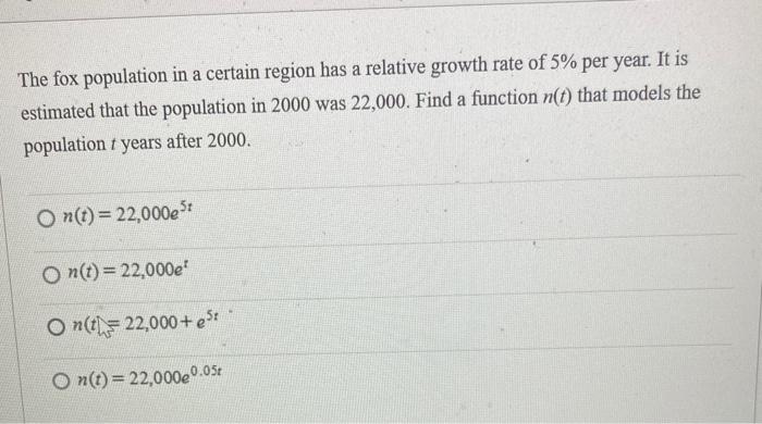 Solved The fox population in a certain region has a relative | Chegg.com
