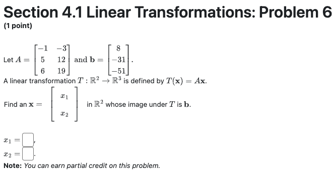 Solved Section 4.1 ﻿Linear Transformations: Problem 6(1 | Chegg.com