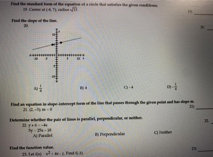 Solved Find the standard form of the equation of a circle | Chegg.com