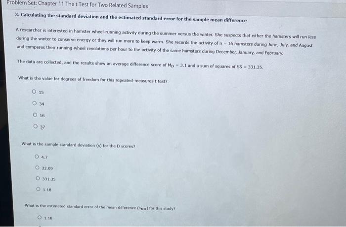 Solved 3. Calculating the standard deviation and the | Chegg.com