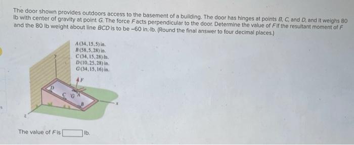 Solved The Door Shown Provides Outdoors Access To The | Chegg.com