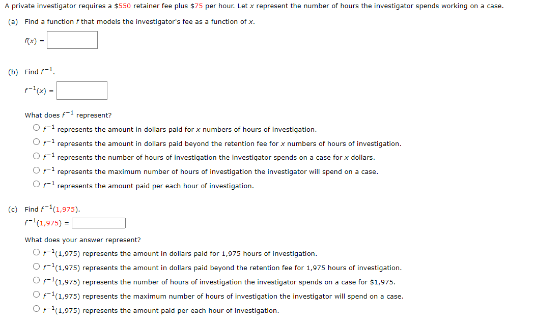Solved A private investigator requires a $550 ﻿retainer fee | Chegg.com