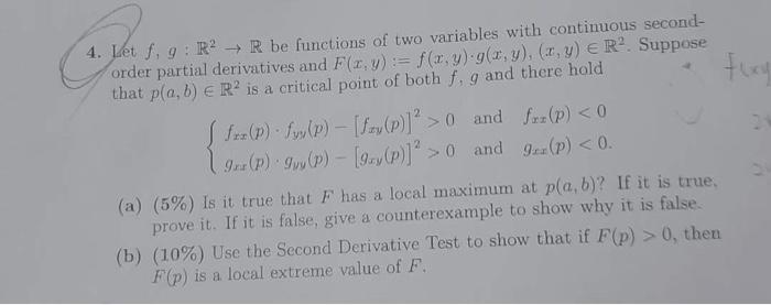 Cohen ->> 4. Let f, g: R² R be functions of two | Chegg.com