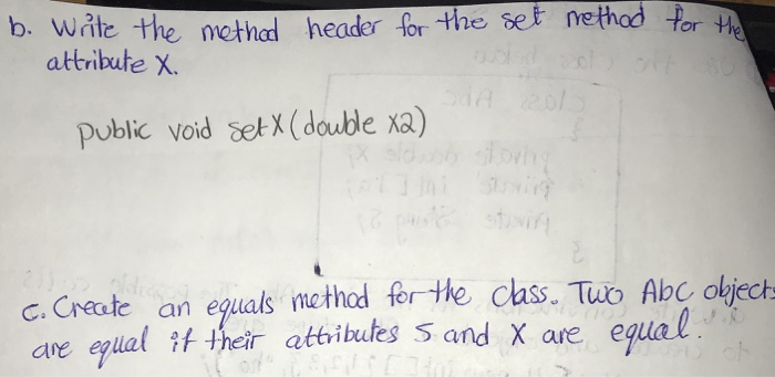 Solved method for the b. Write the method header for the set | Chegg.com