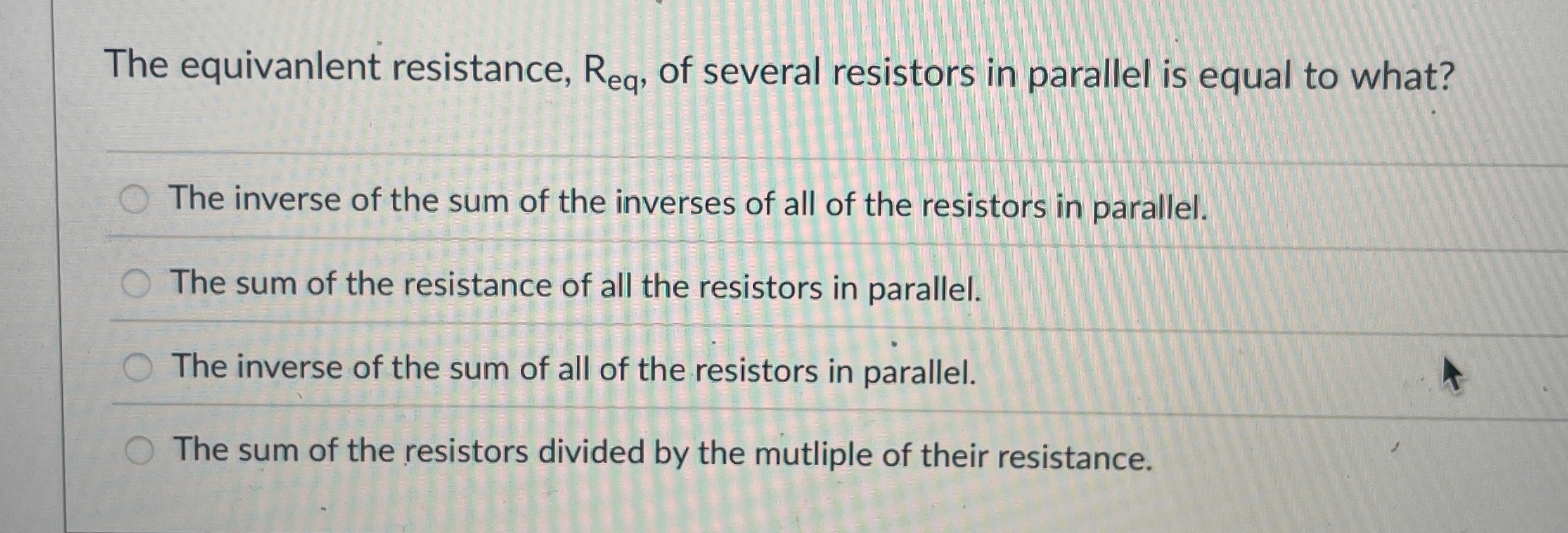 Solved The equivanlent resistance, Req , ﻿of several