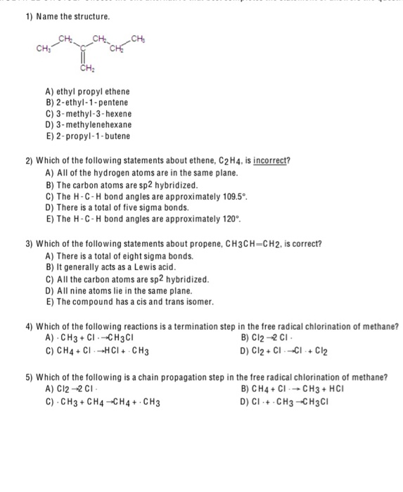 Solved 1 Name the structure. CH . CH CH A ethyl propyl