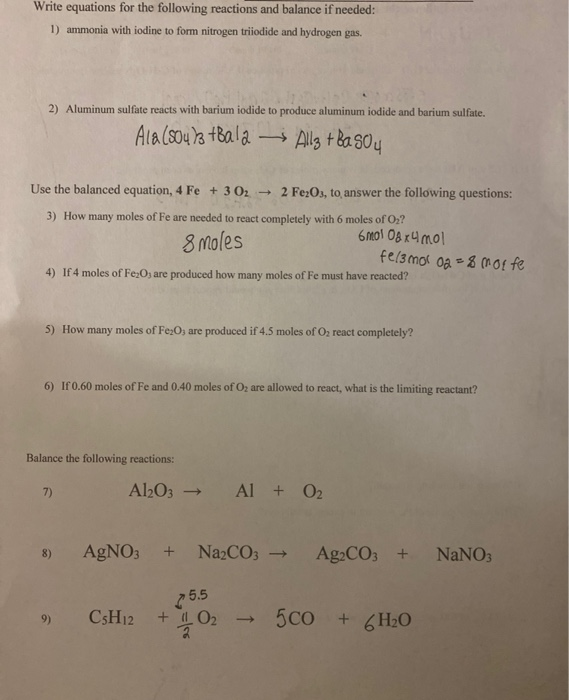 Write Equations For The Following Reactions And Chegg 