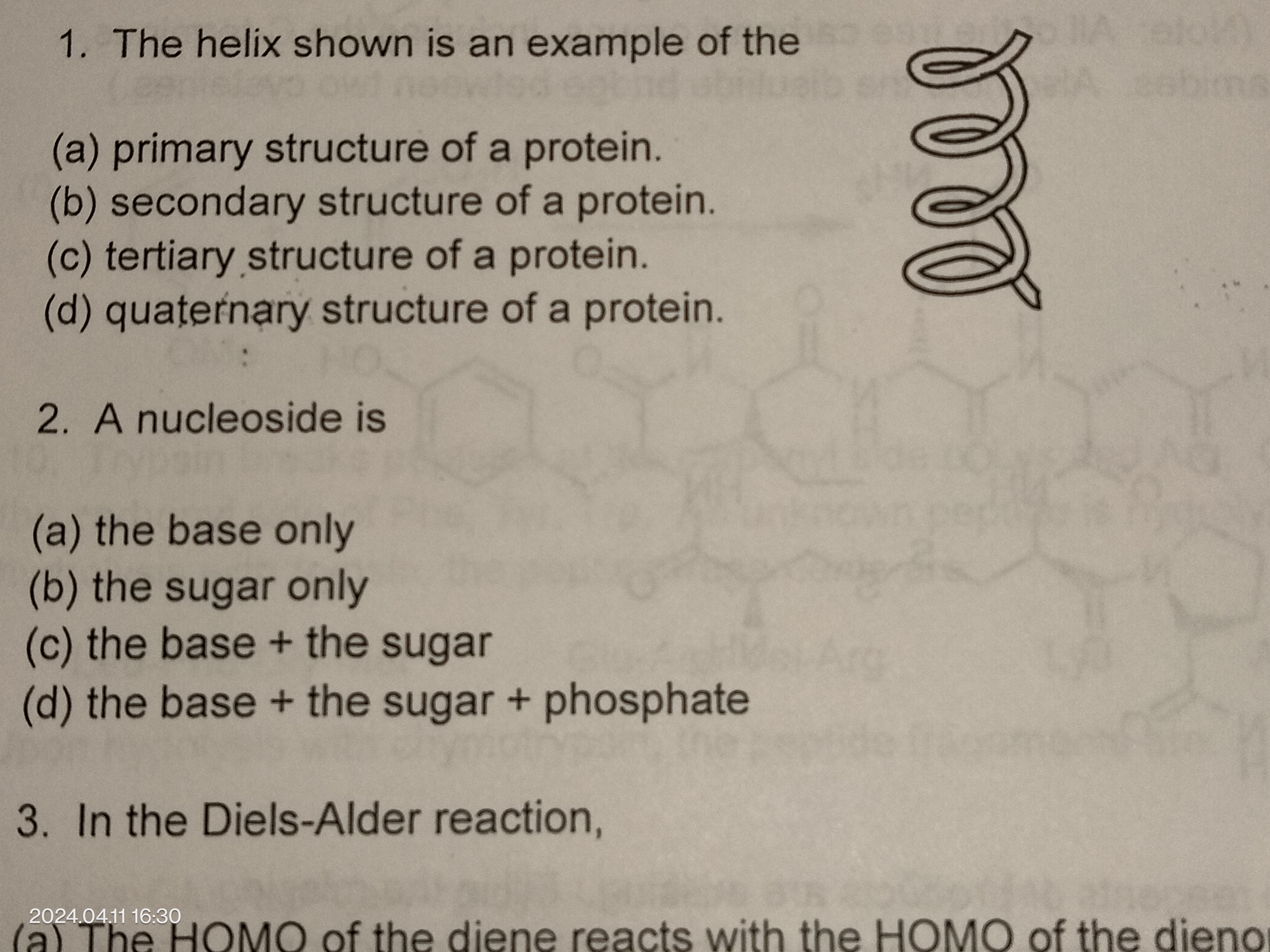 Helix Example Solved The helix shown is an example of the(a) primary | Chegg.com