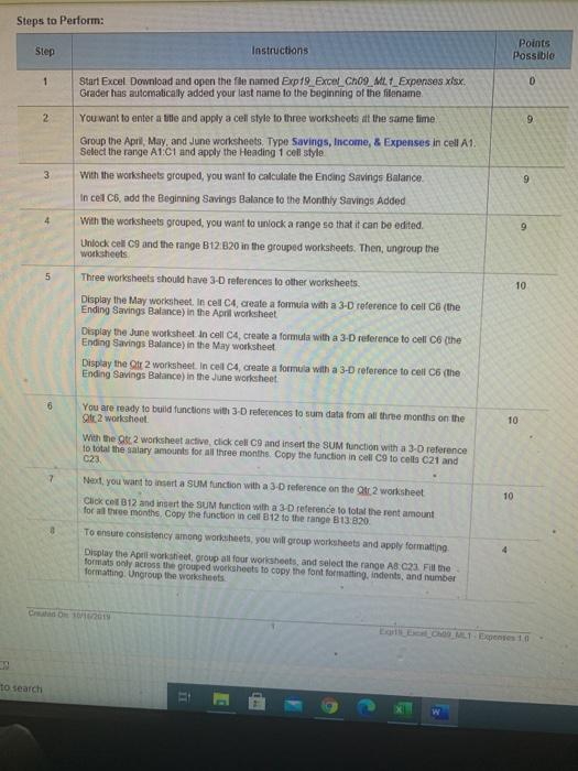 Solved Steps to Perform: Step Instructions Points Possible 1 | Chegg.com