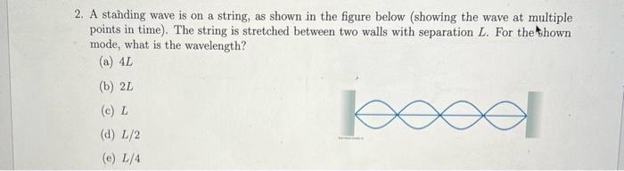 Solved 2. A standing wave is on a string, as shown in the | Chegg.com