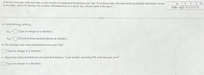 Solved A factory manager collected data on the number of | Chegg.com