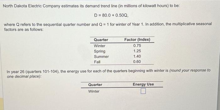 Solved D=80.0+0.50Q, where Q refers to the sequential | Chegg.com