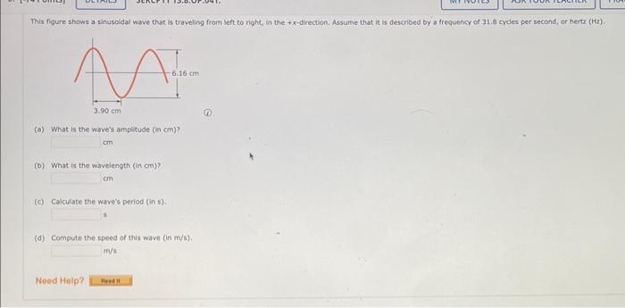 Solved This figure shows a sinusoidal wave that is traveling | Chegg.com