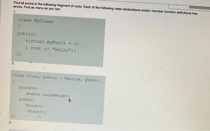 Solved Find all errors in the following fragment of code. | Chegg.com