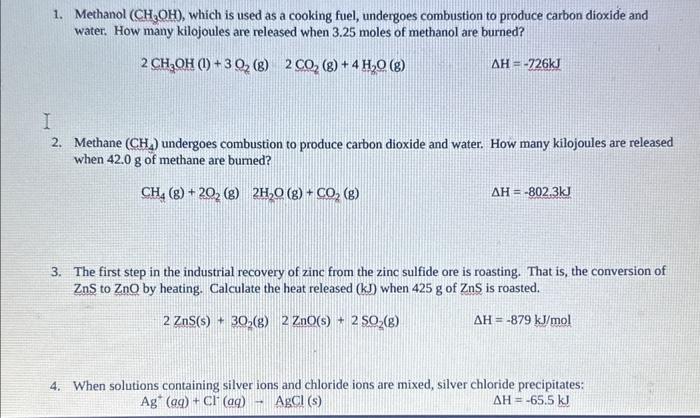 Solved 1 Methanol Ch3oh Which Is Used As A Cooking 3058