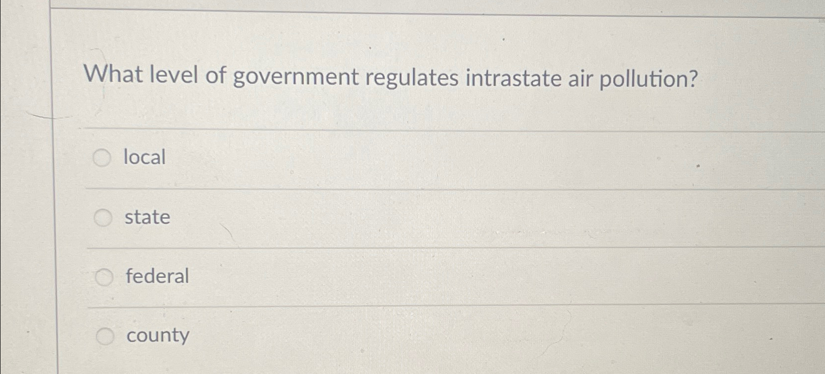 Solved What level of government regulates intrastate air