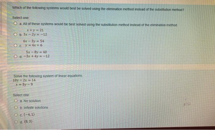 Solved Which of the following systems would best be solved | Chegg.com