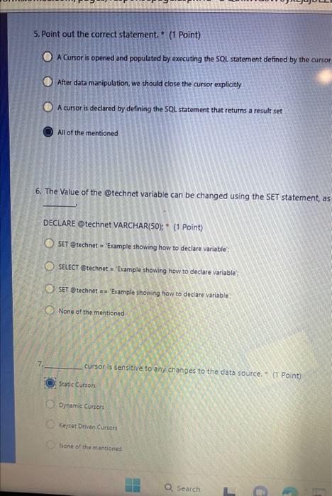 Solved 5. Point out the correct statement. 1 Point A Chegg