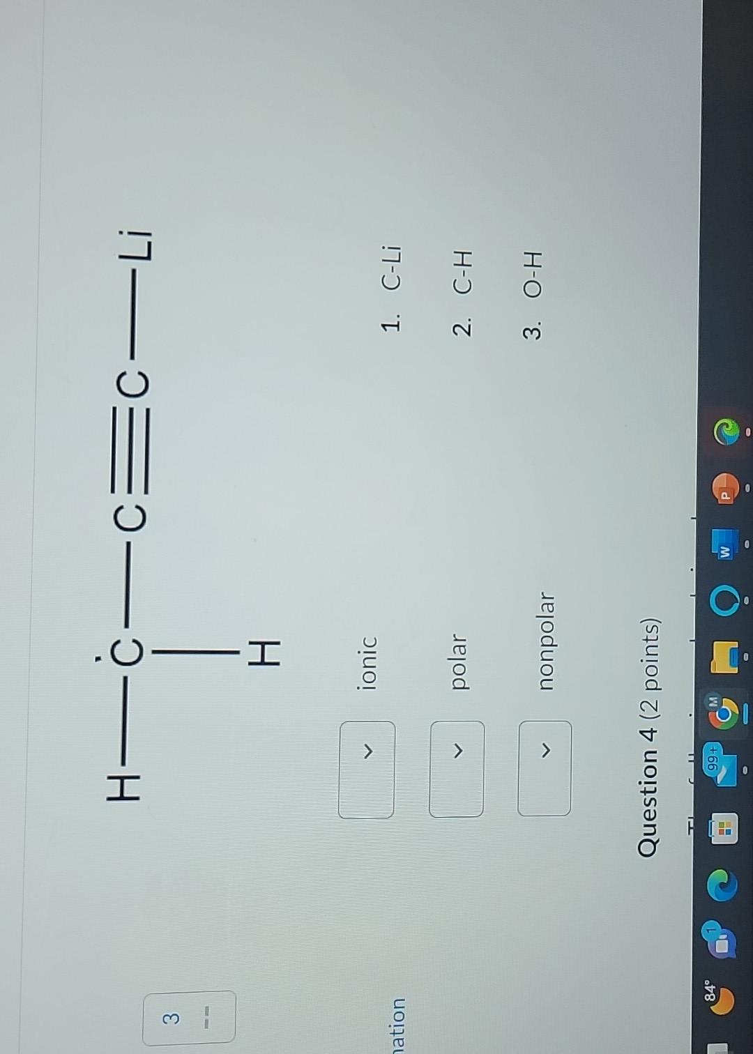 Ionic Polar Nonpolar Question 4 2 Points 4833