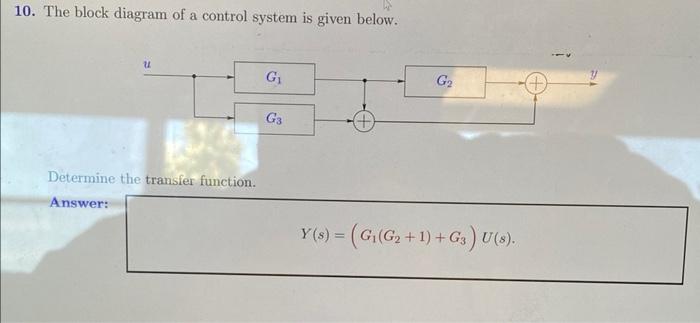 Solved 10. The block diagram of a control system is given | Chegg.com