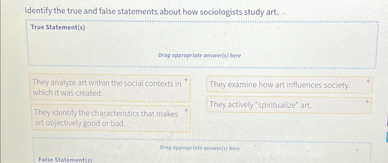 Solved Identify the true and false statements about how