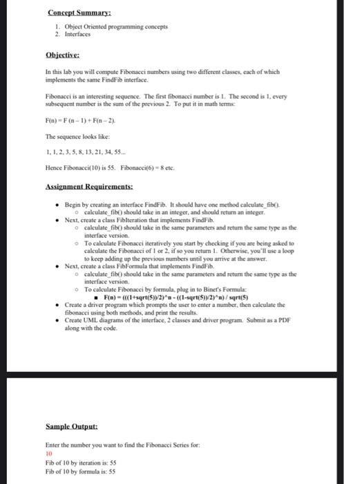 Solved Concept Summary: 1. Object Oriented programming | Chegg.com