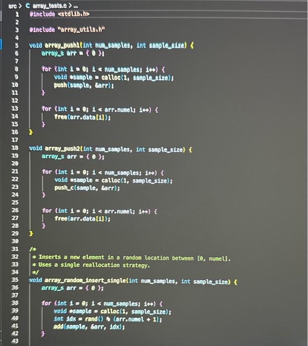 Solved Benchmarking Arrays The provided code already | Chegg.com