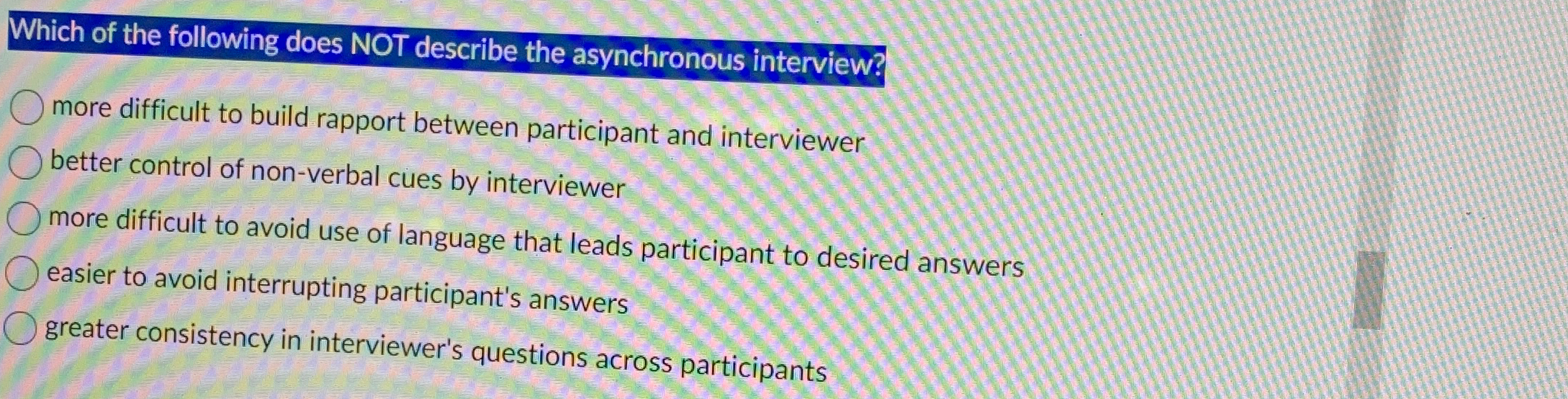 Solved Which of the following does NOT describe the | Chegg.com