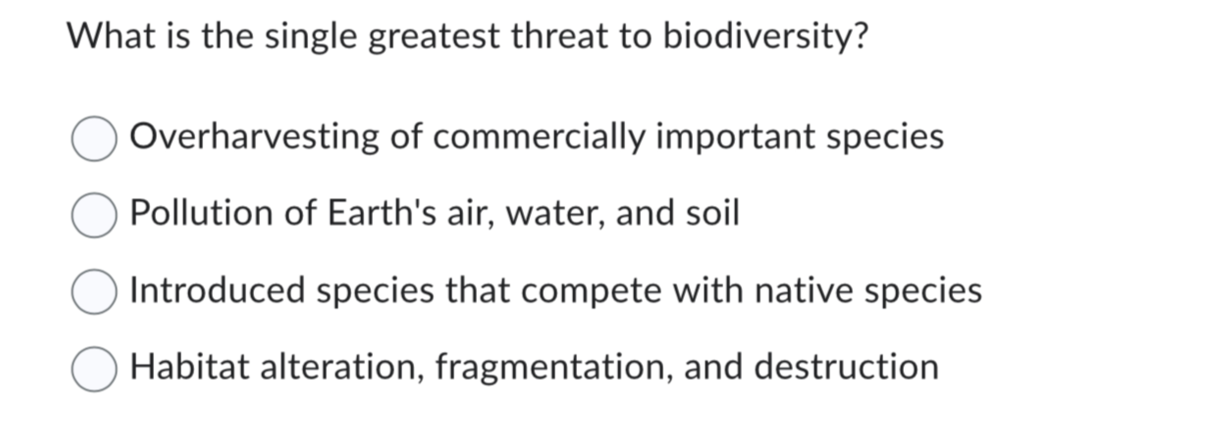 Solved What is the single greatest threat to | Chegg.com