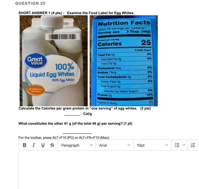 Solved QUESTION 25 SHORT ANSWER 1 (4 pts) Examine the Food