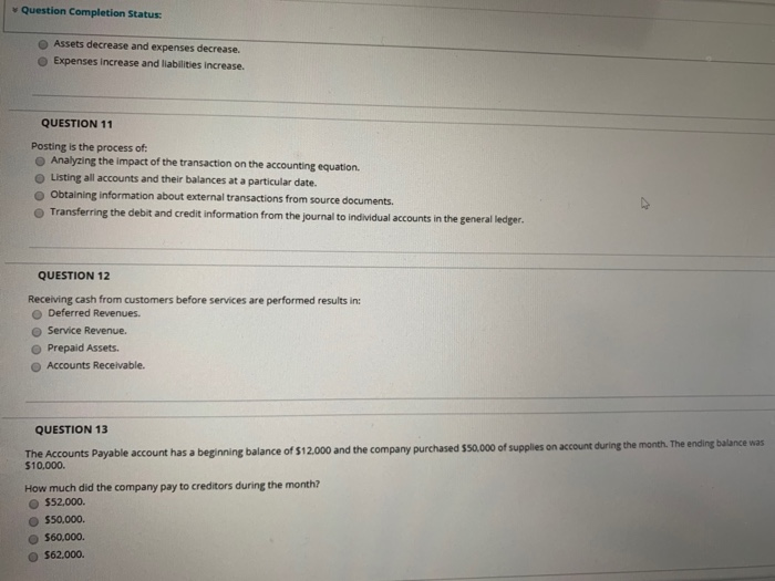 solved question completion status: assets decrease and... Solved Question Completion Status: Assets decrease and | Chegg.com