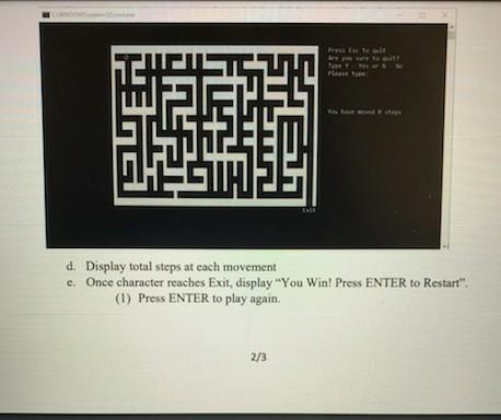 Solved Maze Game Project Project Description: Create a maze | Chegg.com