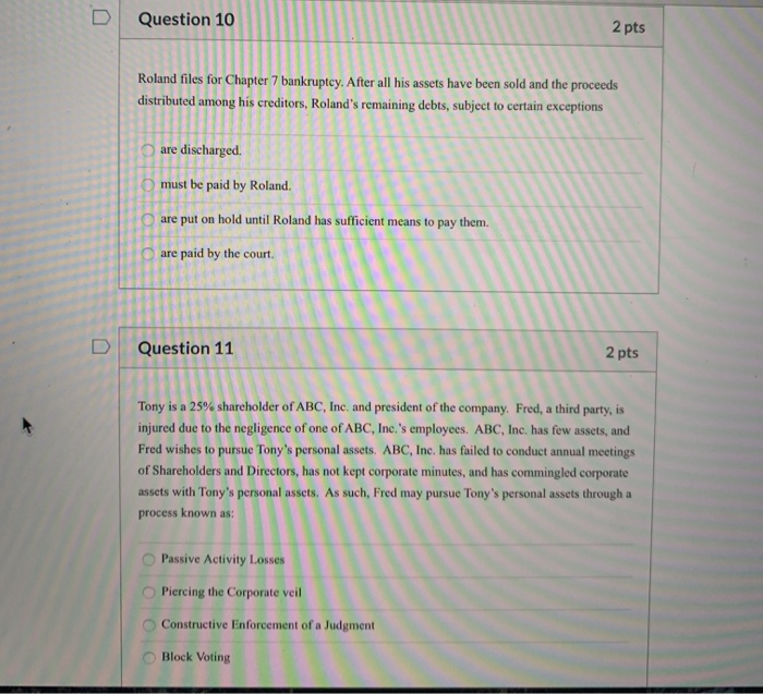 Question 10 2 Pts Sold And The Proceeds Roland Files Chegg 