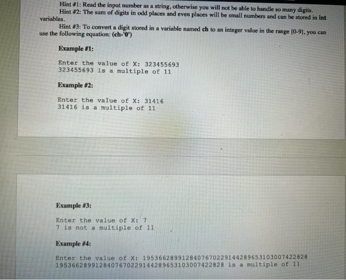Solved Hint #1: Read the input number as a string, otherwise | Chegg.com