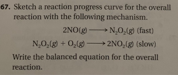 Solved 67. Sketch A Reaction Progress Curve For The Overall | Chegg.com ...