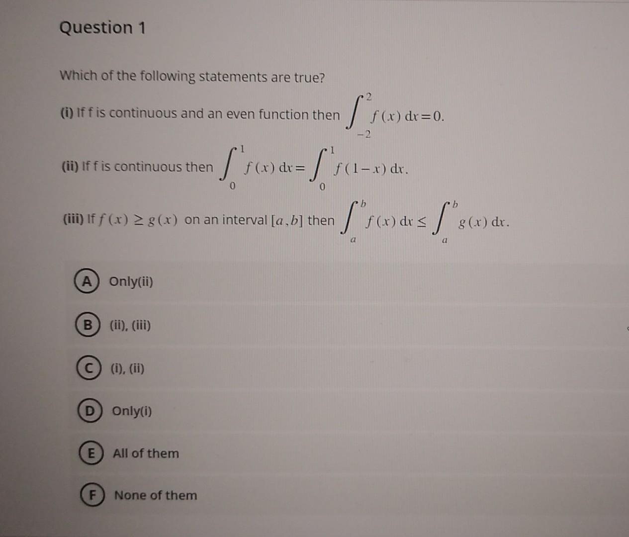 Solved Which of the following statements are true? (i) If f | Chegg.com