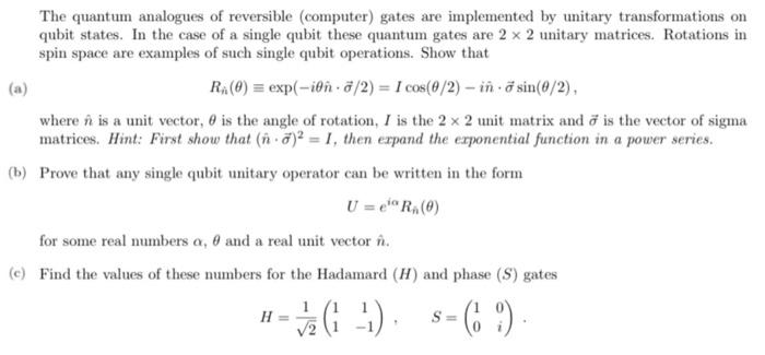 Solved The quantum analogues of reversible (computer) gates | Chegg.com