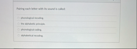 Solved Pairing each letter with its sound is | Chegg.com