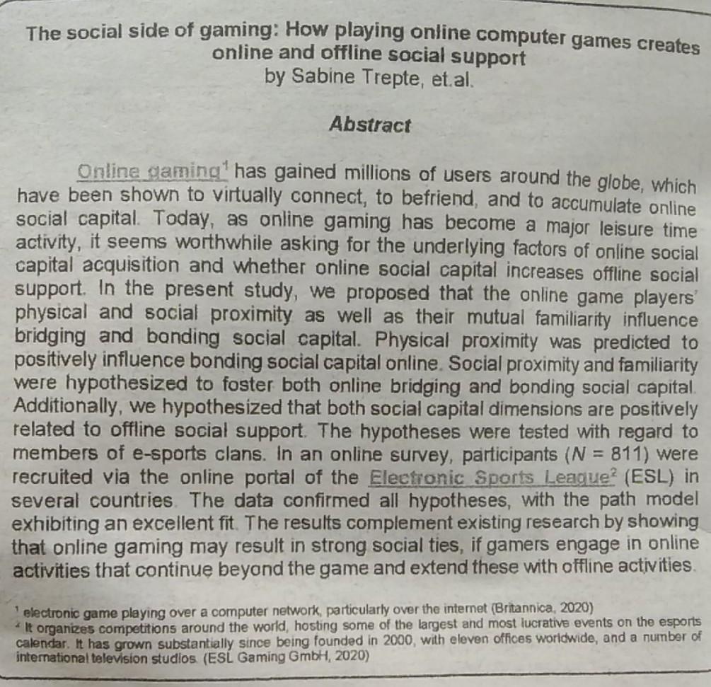 how to write a paragraph about playing online games - good example