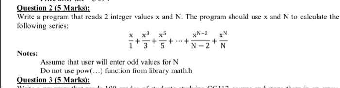 Solved Question 2 (5 Marks): Write A Program That Reads 2 | Chegg.com