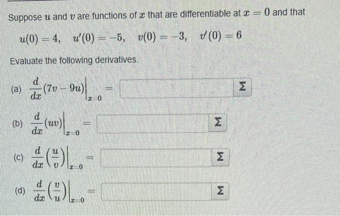 Solved Suppose U And V Are Functions Of X That Are | Chegg.com