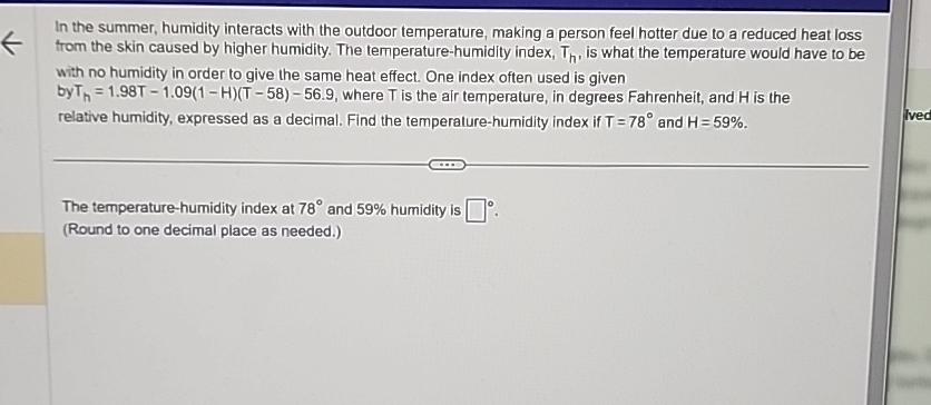 In the summer, humidity interacts with the outdoor | Chegg.com