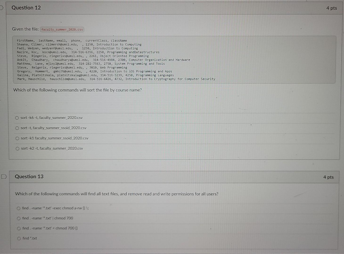 Solved Question 12 4 pts Given the file: | Chegg.com
