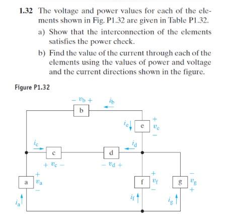 Solved 1.32 The voltage and power values for each of the | Chegg.com