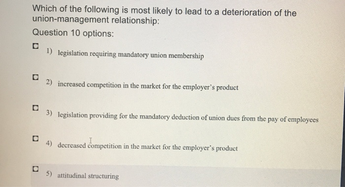 Solved Which of the following is most likely to lead to a | Chegg.com