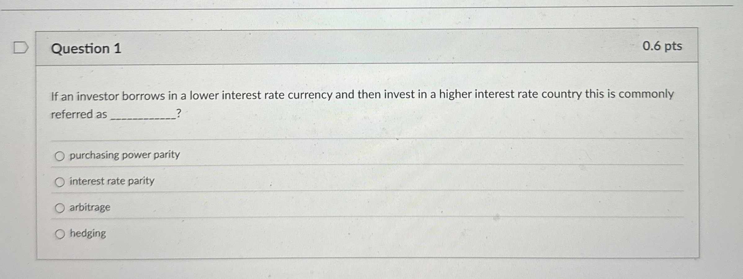 Solved Question 10.6 ﻿ptsIf an investor borrows in a lower | Chegg.com