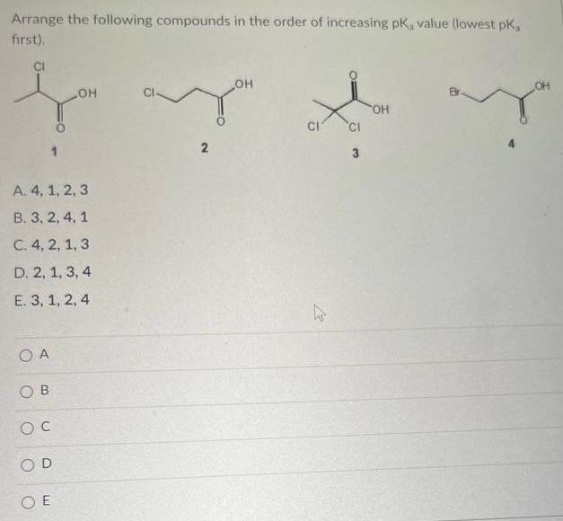 Solved Arrange the following compounds in the order of | Chegg.com